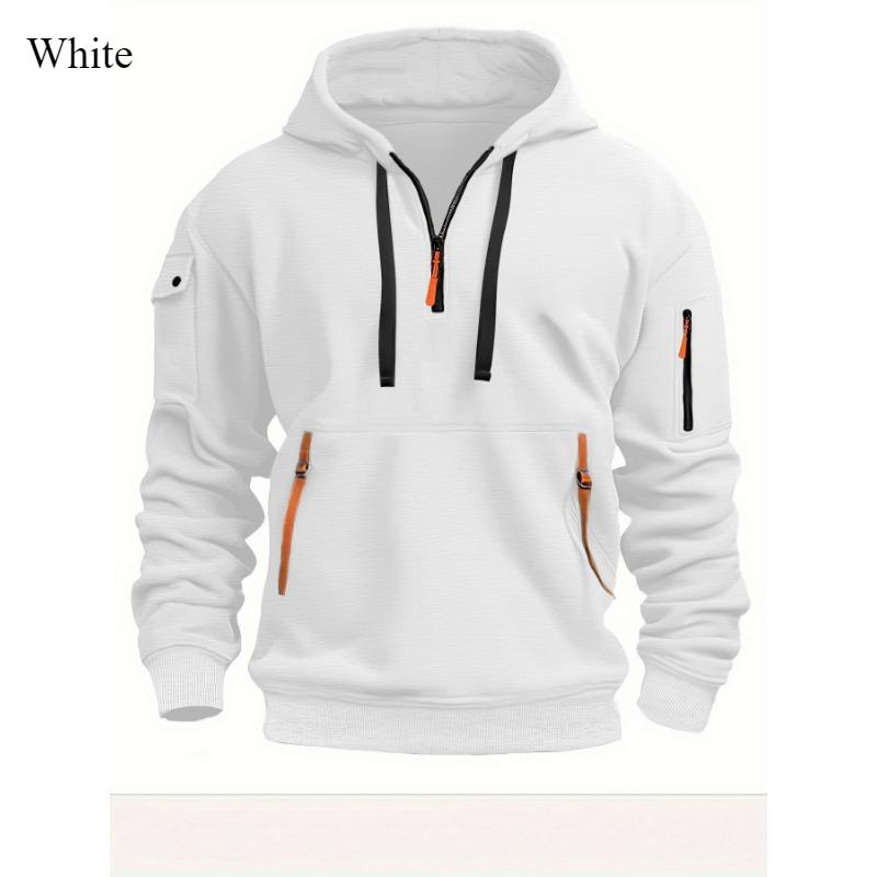 Hoodie Zipper Multi-pocket Pullover for Men Sports Leisure Autumn and Winter New Long Sleeve Warm Fashion Solid Color Top