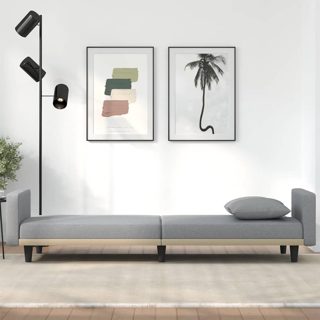 Sofa Bed with Cushions Light Grey Fabric