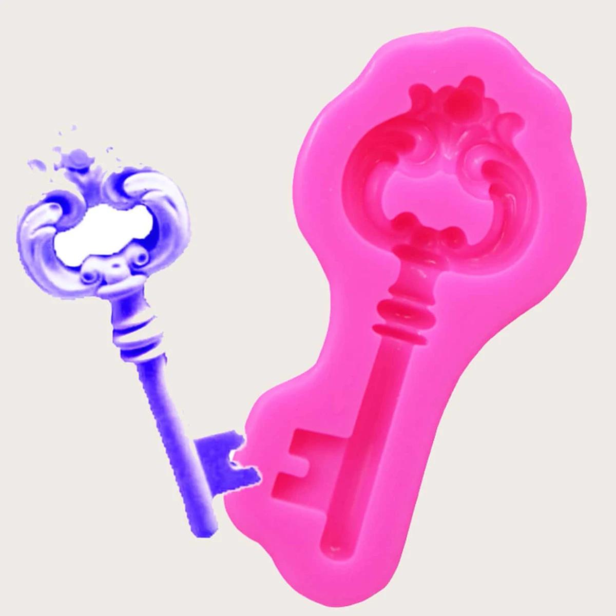

1PC - Vintage key shaped silicone mold, sugar flipping cake chocolate mold, aromatherapy gypsum mold рожевий