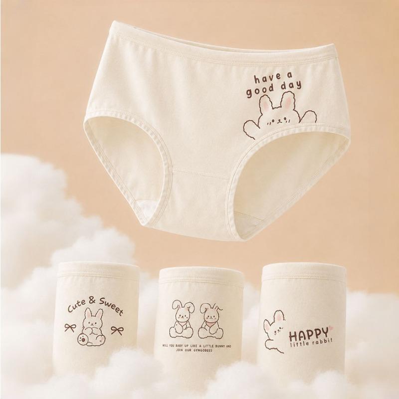 Girls Cotton Underwear Mid Waist Cartoon Breathable Antibacterial 10pcs Pack