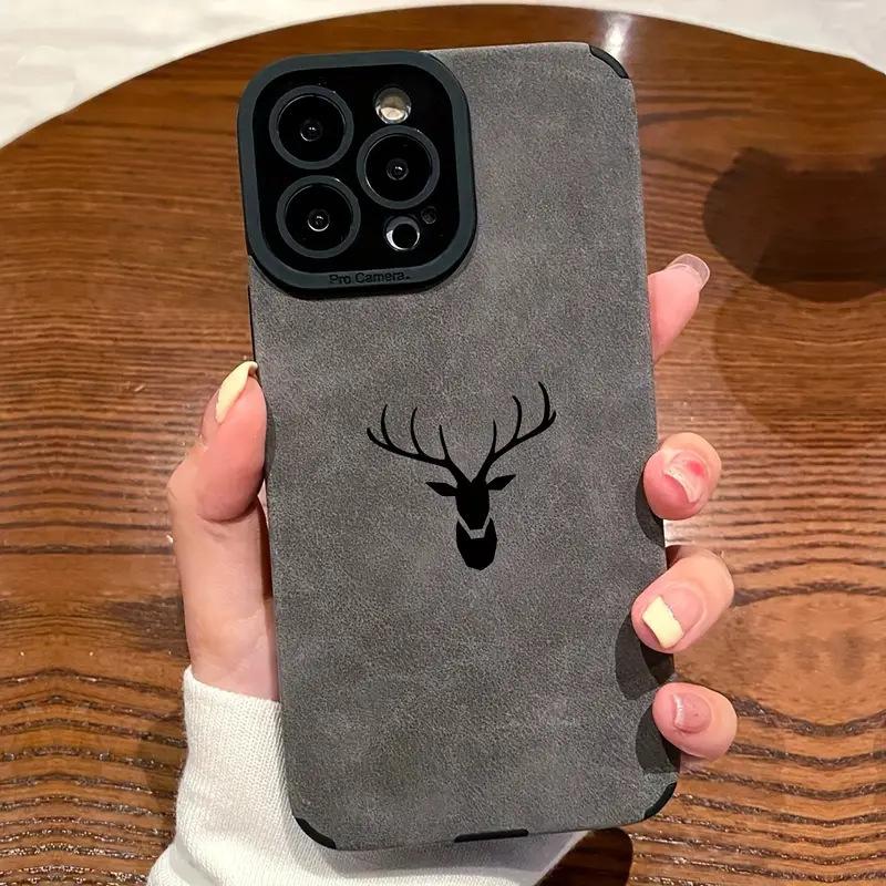 

Ins Overturned Fur Cartoon Deer Apple 15 Couple Phone Case 14promax13 Deer Pattern Anti Fall Apple 16PROMAX