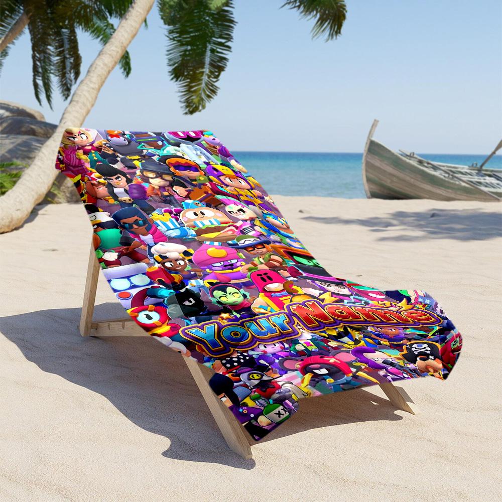 Supercell Customize Text Beach Towel High Absorbency & Quick-Dry Suitable for Swimming Gym Camping Yoga Vacation