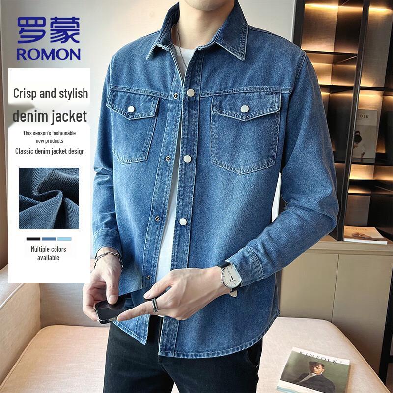

ROMON Men s Autumn Winter Business Casual Denim Jacket 2XL