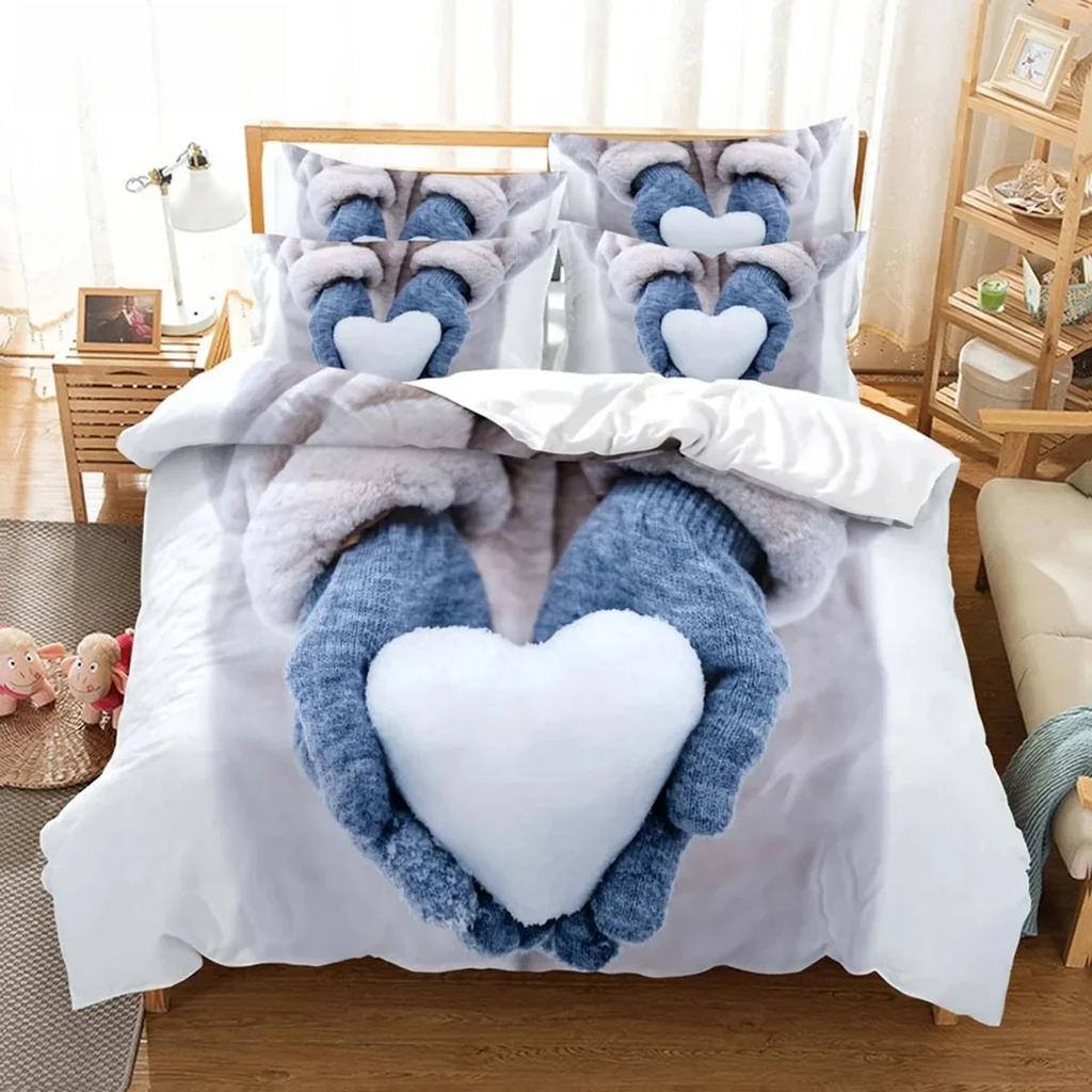 Heart Duvet Quilt Cover Pillow Case Music 3D HD Bed Set Linen King Queen Twin Single Double 3PCS 2PCS Home Textile