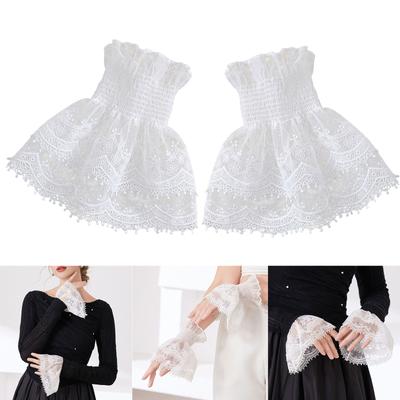 Manchons en dentelle Poignets Broderie Fleur Faux Manches Décoratives Pour Femmes Améliorations de Vêtements d'Événement Décontracté Formel