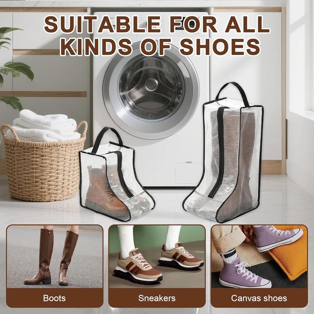 Portable Boots Storage, Tall Boots Storage Short Boots Protector Bag, Shoe Dust Bags,Shoe Sleeves for Travel,Clear Packing Organizers for Men & Women