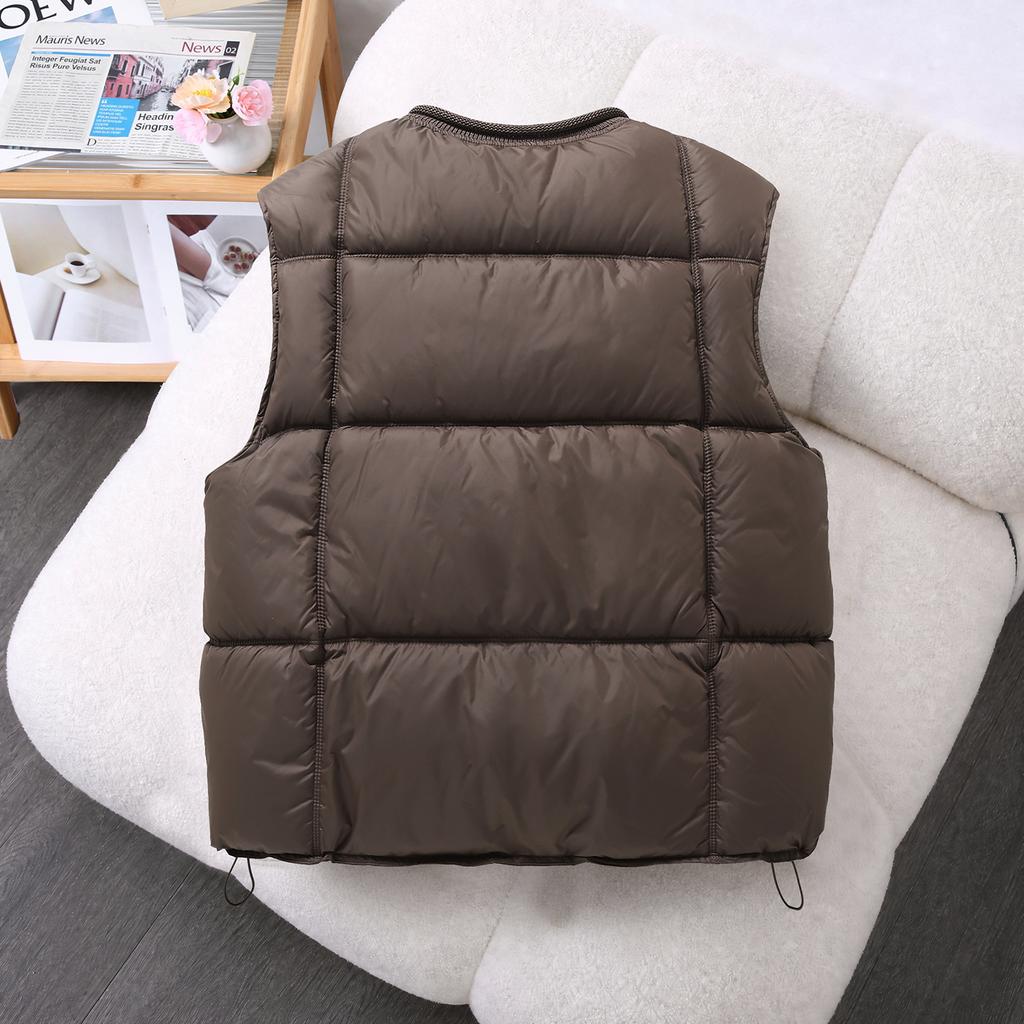 Puff cotton vest women's short sleeveless vest thickened warm loose versatile vest jacket women's small women's clothing