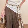 Vintage ethnic wind wood bead woven fringed waist chain bohemian belt clothing