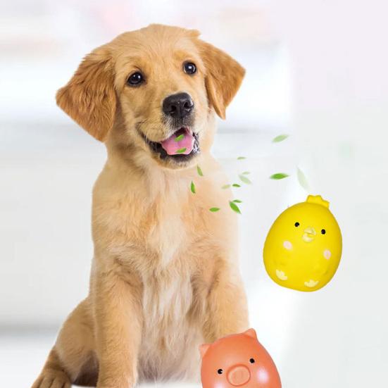 Squeaky Animal Dog Toy Latex Chick Pig Frog Bear Dog Chew Toy Teeth Cleaning Toy for Small Medium Dogs Fetch Training