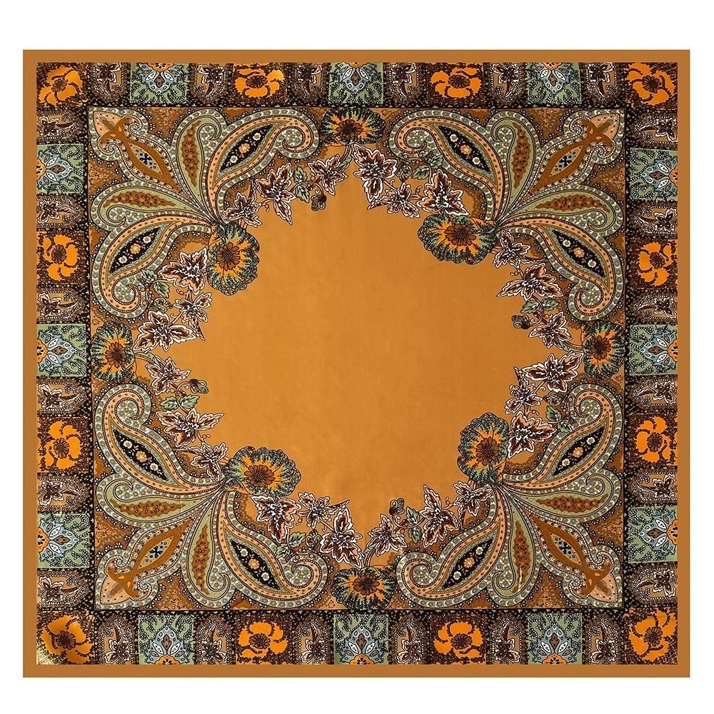 Bohemian Women Muslim Hijab Bandana 90*90cm Print Silk Headkerchief Satin Square Scarf Office