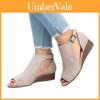 Elegant Women's Ladies Peep Toe Wedge Sandals With Buckle Ankle Strap For Casual Style