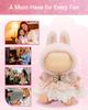 Labubu 15-17cm Doll Clothes, Sakura Pink Jumper Skirt with Elastic Chest, Lace Shoulder Straps, and Ribbon, Cute Interchangeable Outfit for Plush