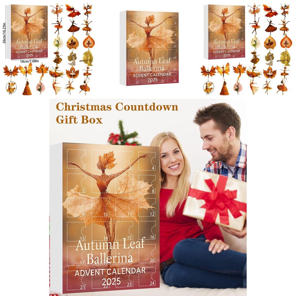 Christmas Countdown Calendar With Maple Leaf Girl And Ballet Dancer Acrylic Holiday Decor For Parties