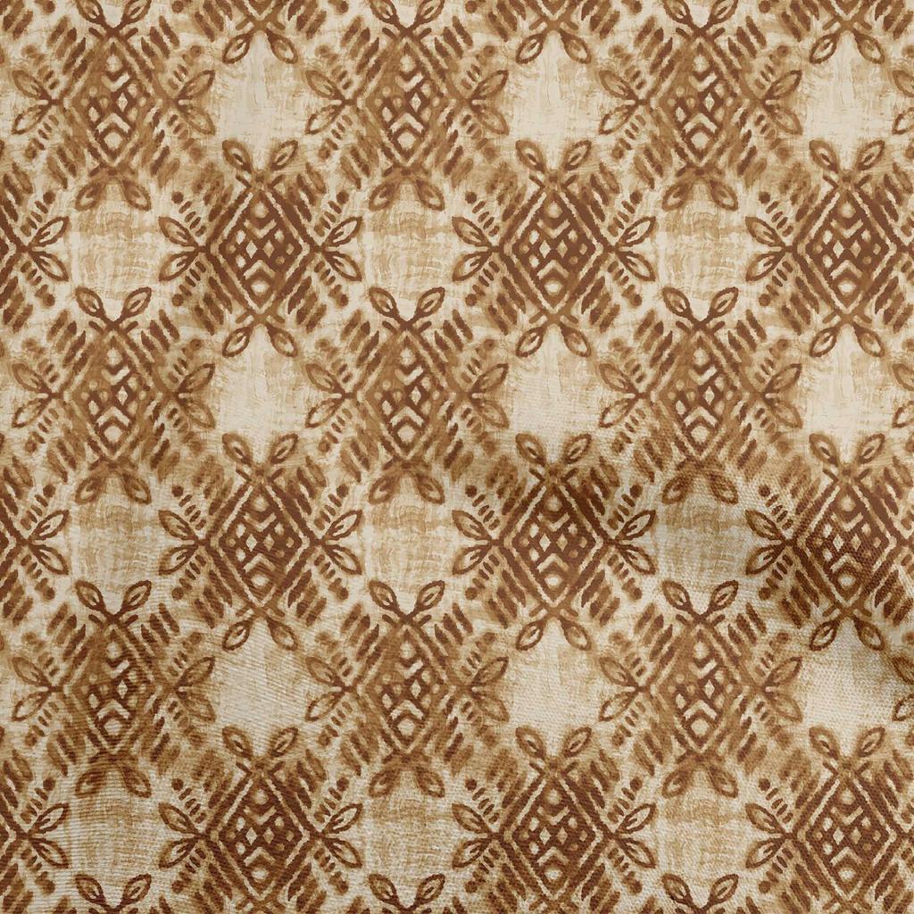 oneOone Cotton Flex Dark Brown Fabric Geometric Sewing Material Print Fabric By The Yard 40 Inch
