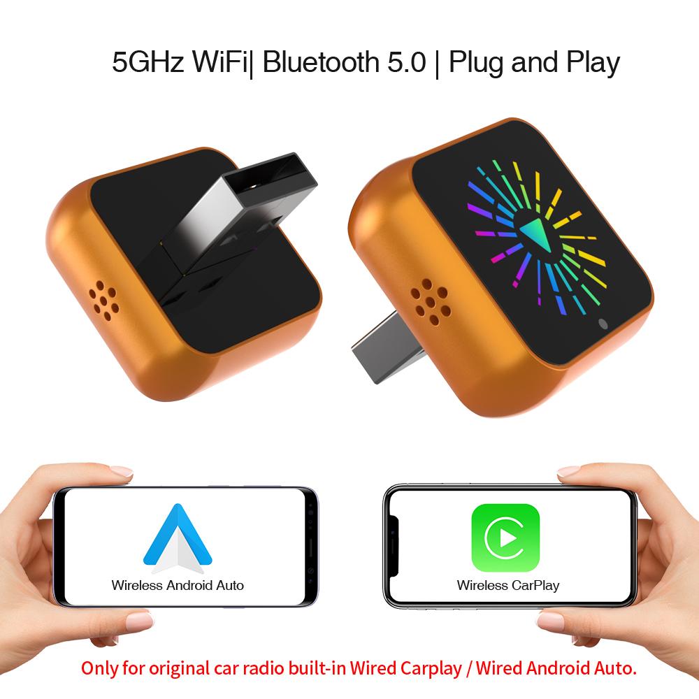 

New Upgrade 2IN1 Wired to Wireless CarPlay Android Auto Dongle Bluetooth WIFi Universal Multimedia Smart Adapter Plug and Play 2in1