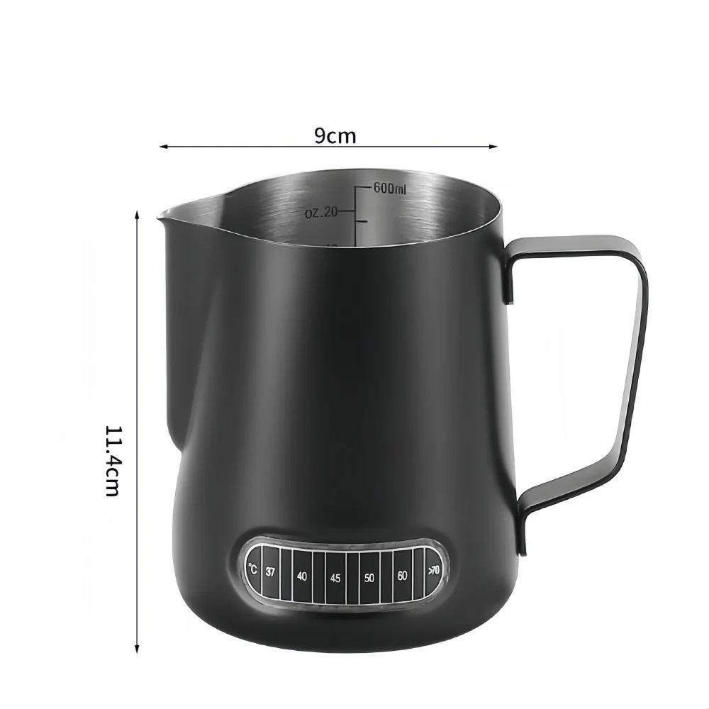 Coffee Milk Frother Jug Temperature Sensing Patch Stainless Steel Accurate Scale Volume Control Advanced Professional CoffeeTool