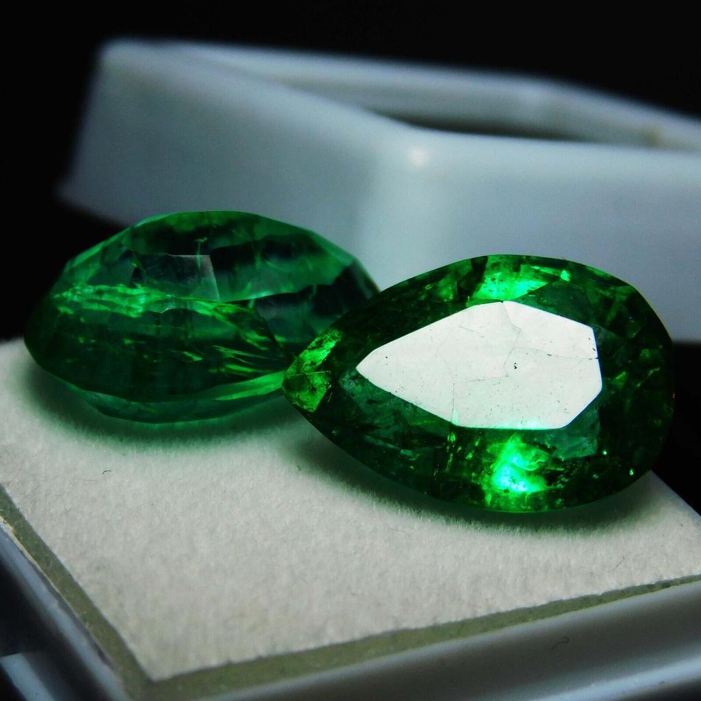 16.20 Ct Natural GREEN Emerald PEAR Cut Loose Gemstone CERTIFIED A-6425