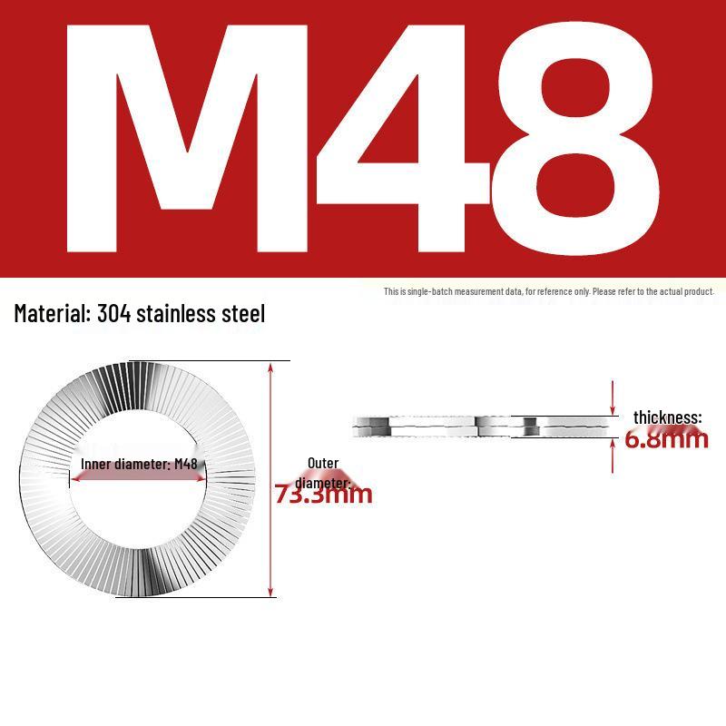 304 Stainless Steel Double Stack Self-Locking Washer with 65Mn Manganese, Anti-Loosening, Double-Sided Tooth Layer