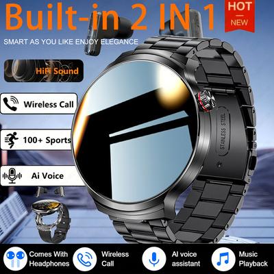Novo Smartwatch 2 em 1 Com Fones de Ouvido Smartwatch Fone Bluetooth TWS Chamada Bluetooth À Prova d'Água Monitor de Frequência Cardíaca e Oxigênio no Sangue Relógio Esportivo