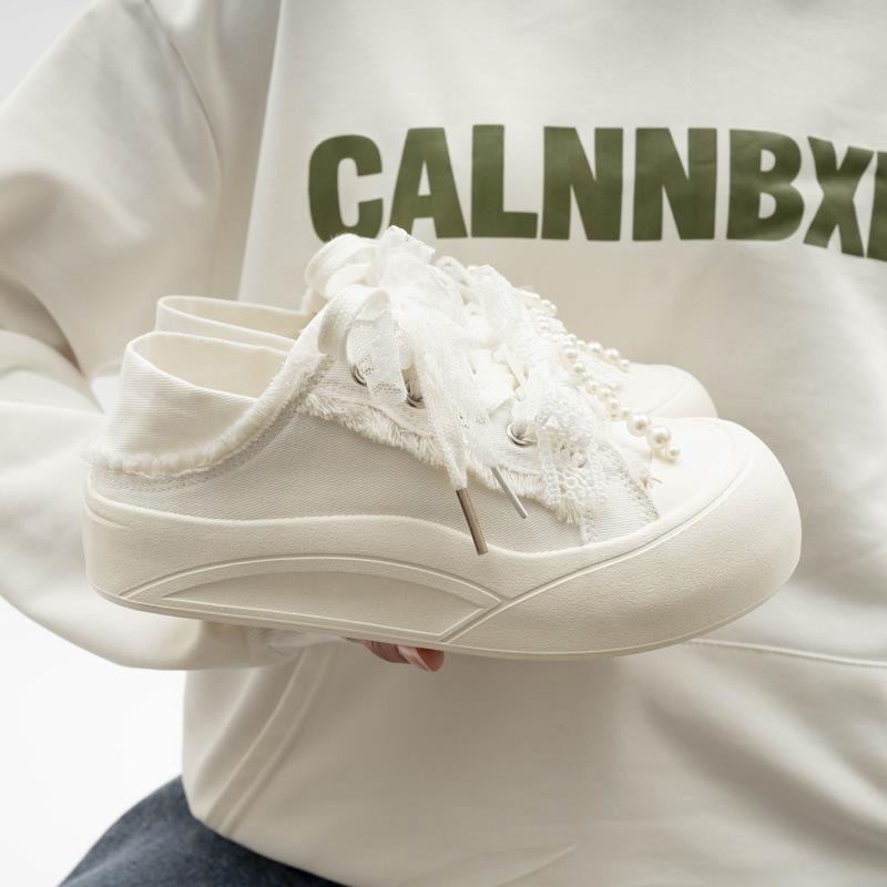 Bell heightening canvas shoes 2026 casual shoes platform one pedal board shoes 6869