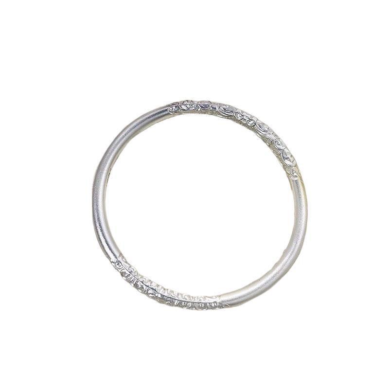 Women Fashion Minimalist Chinese Style Scroll Grass Pattern Solid Closed Copper Bangle Bracelet