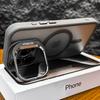 Magnetic Metal Lens Protector Stand Holder Case For iPhone 15 12 13 14 11 Pro Max Plus For Magsafe with Glass Lens Clear Cover