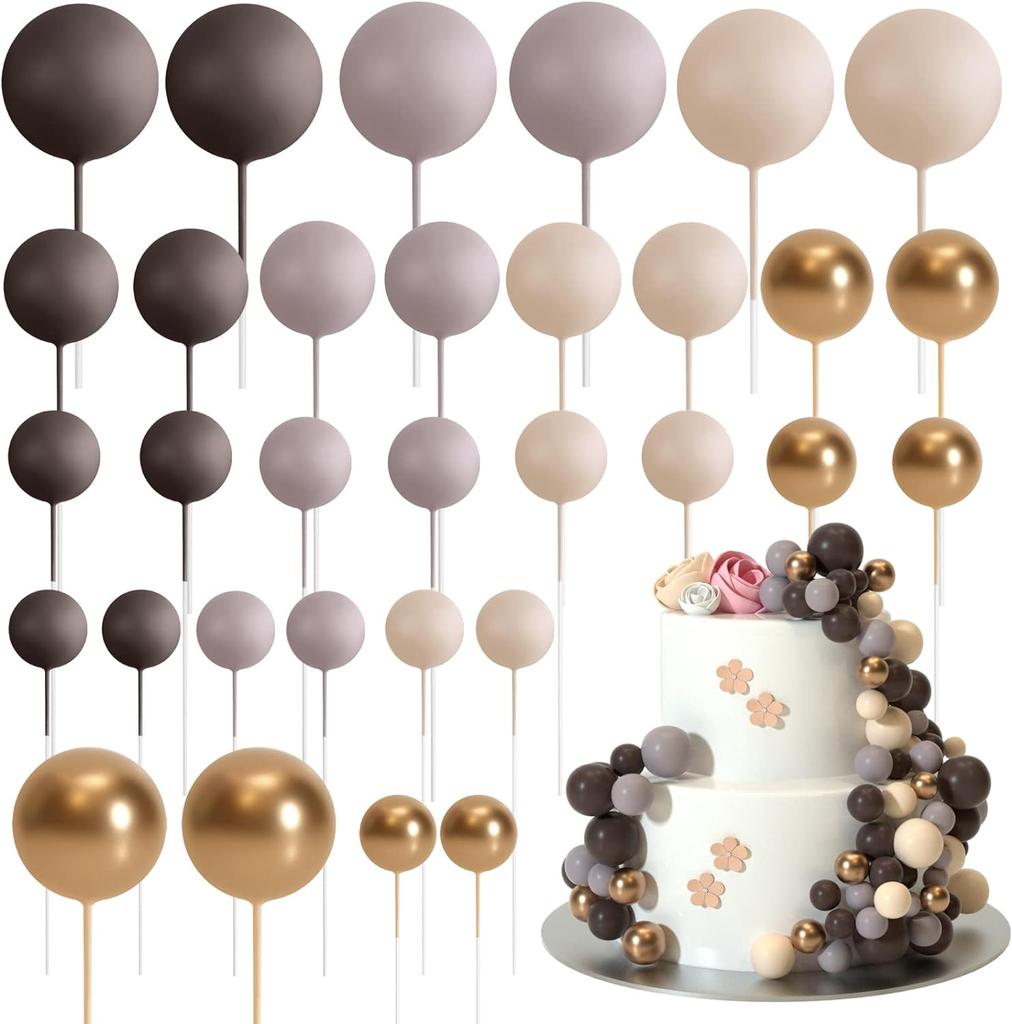 32Pcs Christmas Ball Cake Topper Decorations Foam Balls Cake Picks Cake Topper Balls Cake Decorations for Wedding Party Birthday