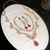 Diamond Bow Flower Pendant Earrings Necklace Bracelet Jewelry Set Light Luxury Dress Court Temperament Jewelry