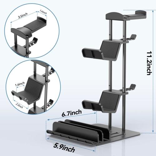 KDD Headphone Stand, Game Controller Holder & Headset Holder for Desk, Earphone Stand with Aluminum Support Bar, Universal Storage Organizer for Headp