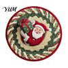 Thickened Cozy Mat Round Christmas Rug, 39" Imitation Cashmere Santa Snowflake Pattern, Holiday Party Floor Covering Area Rug for Home Living