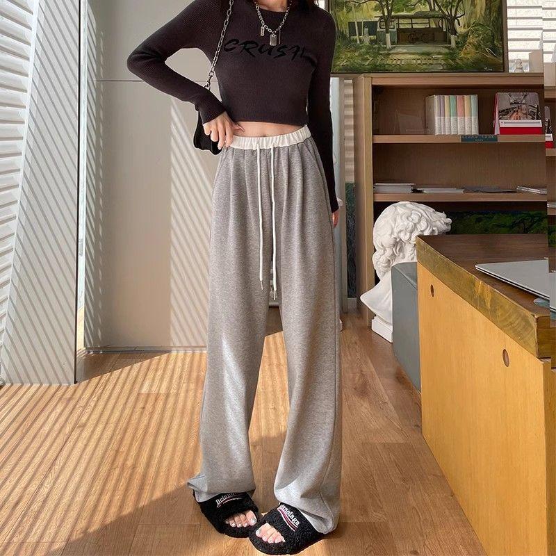 

Новые танцевальные брюки контрастного цвета для женщин с высокой талией и универсальным дизайном, широкие спортивные повседневные спортивные брюки XXXL