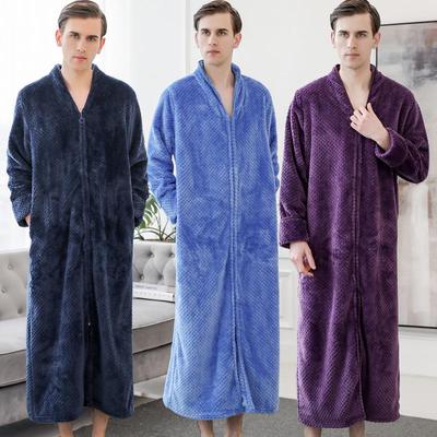 Roupão de Flanela para Casais: Camisola de Noite Espessa, Comprimento Estendido, Tamanho Plus para Homens e Mulheres