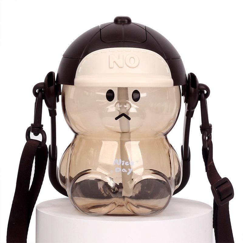 

Бутылка для воды с медведем и домашним животным, студенческая чашка, детский праздничный подарок, портативная бутылка для воды с соломинкой 901mL-1L темно-коричневого