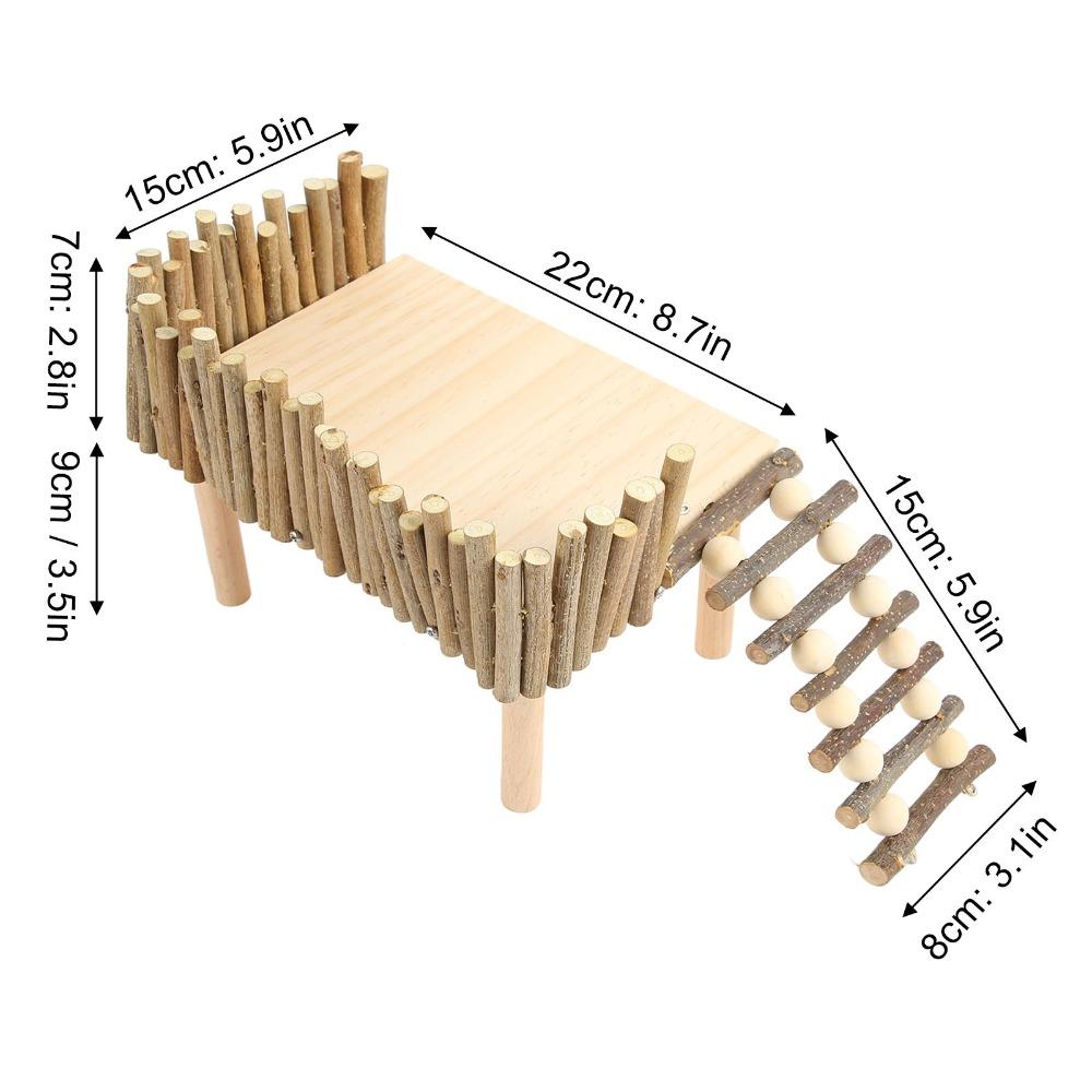 1 Set Logs Hamster Climbing Platform Handcrafted With Ladder Wooden Chewing Toy Stable Chewable Small Pet Activity Playground