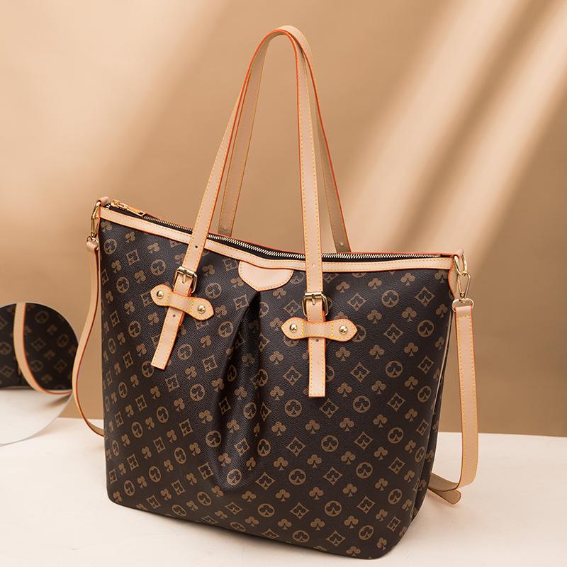 

Принтованная сумка-тоут, новая женская сумка на весну и лето, ретро темпераментная сумка-хобо большой вместимости для поездок на работу, сумка через плечо. темно-коричневого