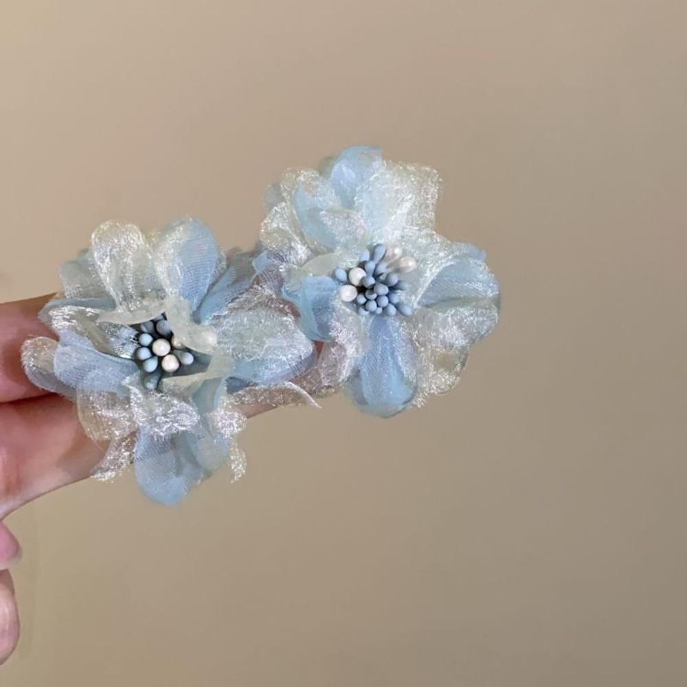 Korean Style Mesh Earrings Fresh Mesh Stud Earrings New Three-dimensional Flower Stud Earrings