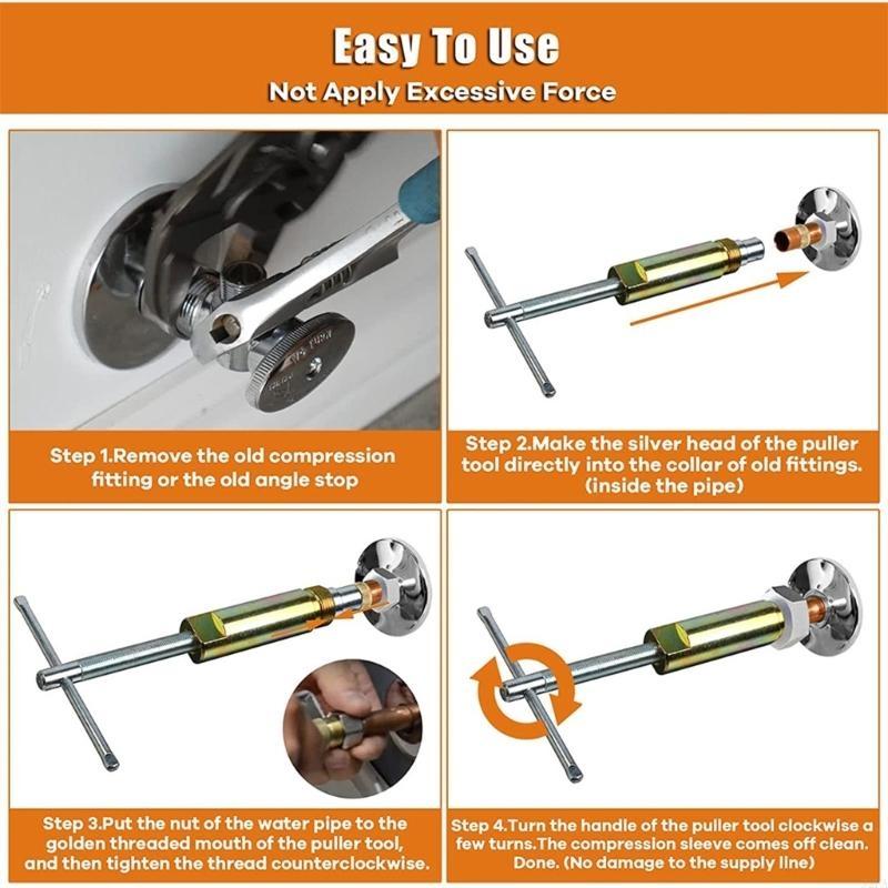 Compression Sleeve Puller Tool Ferrule Puller for 1/2" Compression Fittings to Remove Nut Ferrule of Pipe