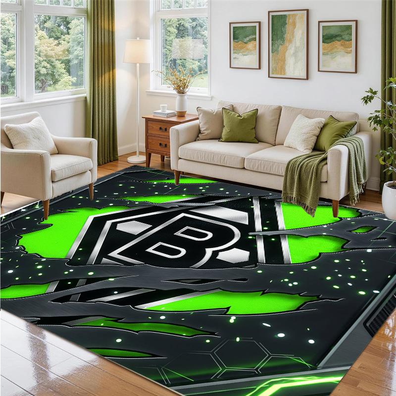 Borussia Mönchengladbach Design Crystal Velvet Rug Soft Decorative Mat for Bedroom Entrance