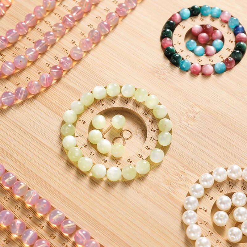 Wooden Bead Board, Solid Wood Bead Tray for DIY Bracelets and Anklets, Pearl Design Stringing Kit, Bamboo Bead Mat for Jewelry