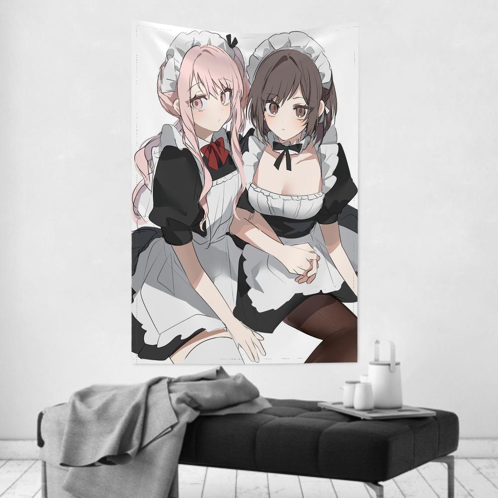 Maid Girl Cute Anime Tapestry Room Decor Wall Cloth Party Hanging Background Room Decor Baby Room