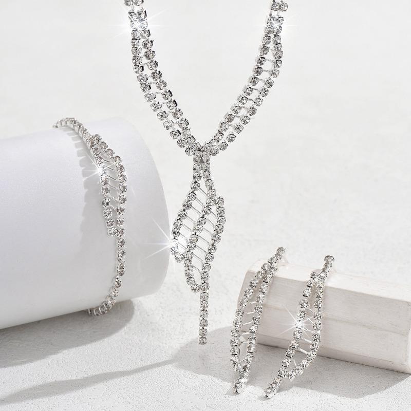 New european and american style bridal fashion necklace and earring set - premium rhinestone