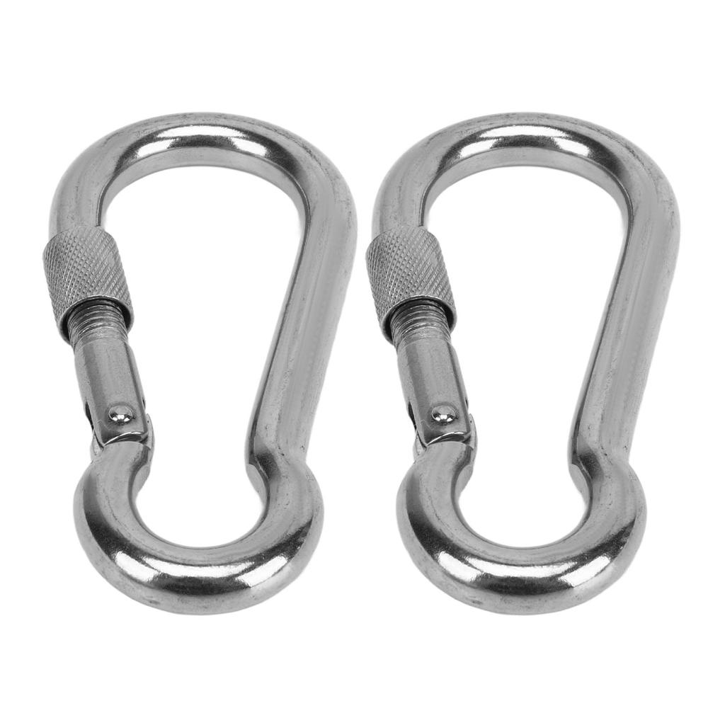 2pcs Stainless Steel Locking Clip Outdoor Camping Locking Buckle for Hiking Hammock Dog Leash Harness