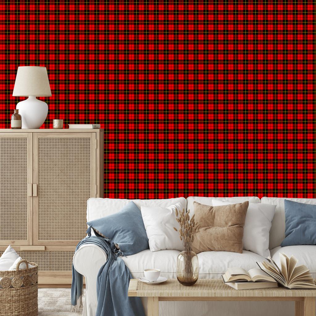 Red Checkered Wallpaper Burgundy, Red and Black 50x1000