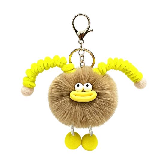 Schoolbag Accessories Sausage Mouth Creature Plush Keychain, Cartoon Fuzzy Ball Keyring Pendant, Stuffed Doll Toy Decorative Keychain for Handbags