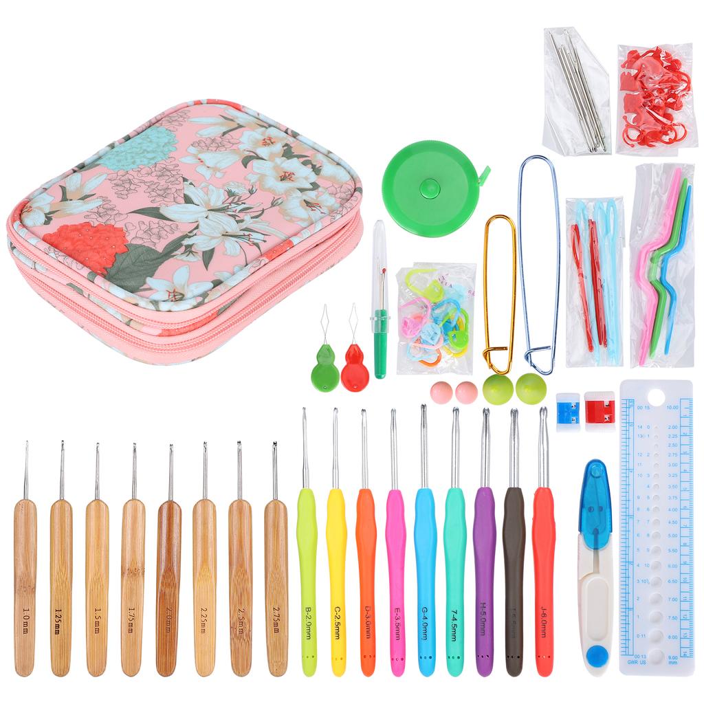 Crocheting Needle Colored TPR Soft Handle Knitting Crochet Set DIY Knitting AccessoriesPink