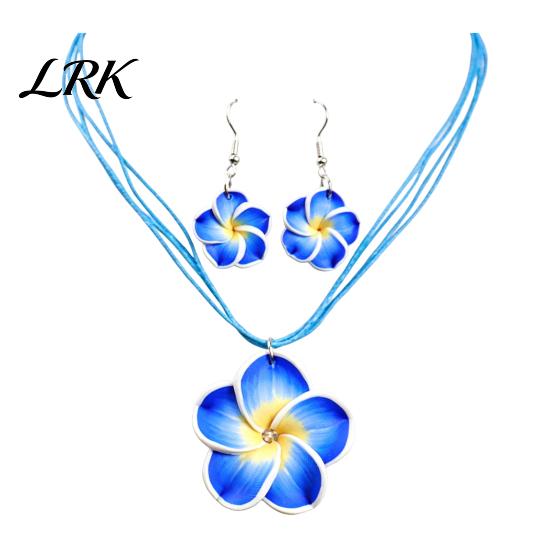 Sensitive Skin Friendly Earrings 2Pcs/Set Lightweight Floral Jewelry Set, Polymer Clay Realistic Flower Easy Wear Charm Necklace, Hawaiian Style Drop