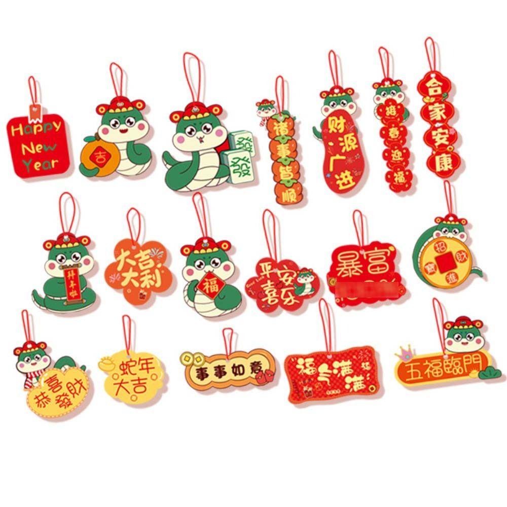 16/18pcs Blessing Words Chinese New Year Pendant Potted Plant Hanging Card  Chinatown