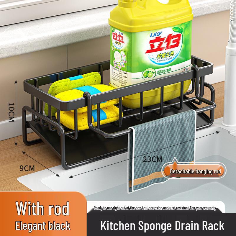 Multifunctional Kitchen Sink Organizer: Dishcloth, Sponge, Soap, Steel Wool Holder