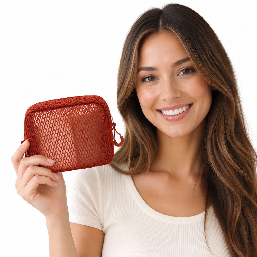 Square Transparent Storage Bag Breathable Mini Zipper Coin Purse Cosmetic Bag Office Organization
