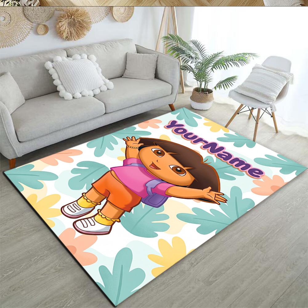 Dora Explorer Personalized Text Floor Rug Office Rug Design for Game Room Decorate room Playrooms Balcony Antislip Carpet Office home decor